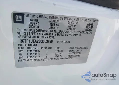 2011 GMC Sierra from USA, damaged, VIN EGTP1UEA2BG363936